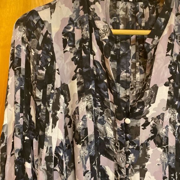 PARKER TOP BLOUSE GRAY BLACK WHITE LONG SLEEVE SIZE S - Picture 14 of 16